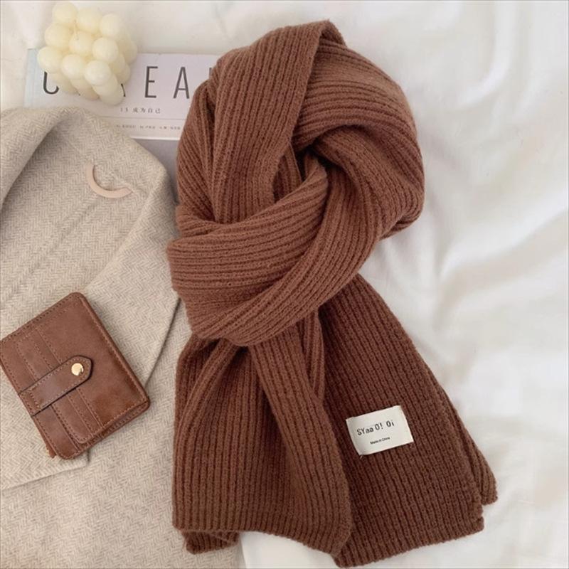 New Classic Retro Knitted Scarf Men Women Couple Korean Ins Thickened Soft Warm Solid Couple Scarves Thermal Muffler Male Female