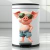 Stylish Pig with Sunglasses & Jeans Toilet and Wall Sticker Set Self-Adhesive Removable Decal for Bathroom WC Decoration