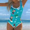Summer Sexy Cartoon Pattern Printed One-piece Swimsuit Slim Fit , Deep U-back Design, Beach Pool Vacation Eye-catching Fashion Swimsuit