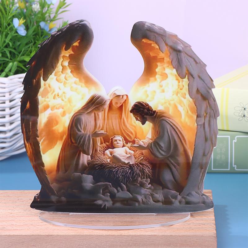 1Pcs Christmas Nativity Scene Figurine Figure Collectible Decorative Statue Centerpiece Holy Family Acrylic Sign Outdoor Gadgets