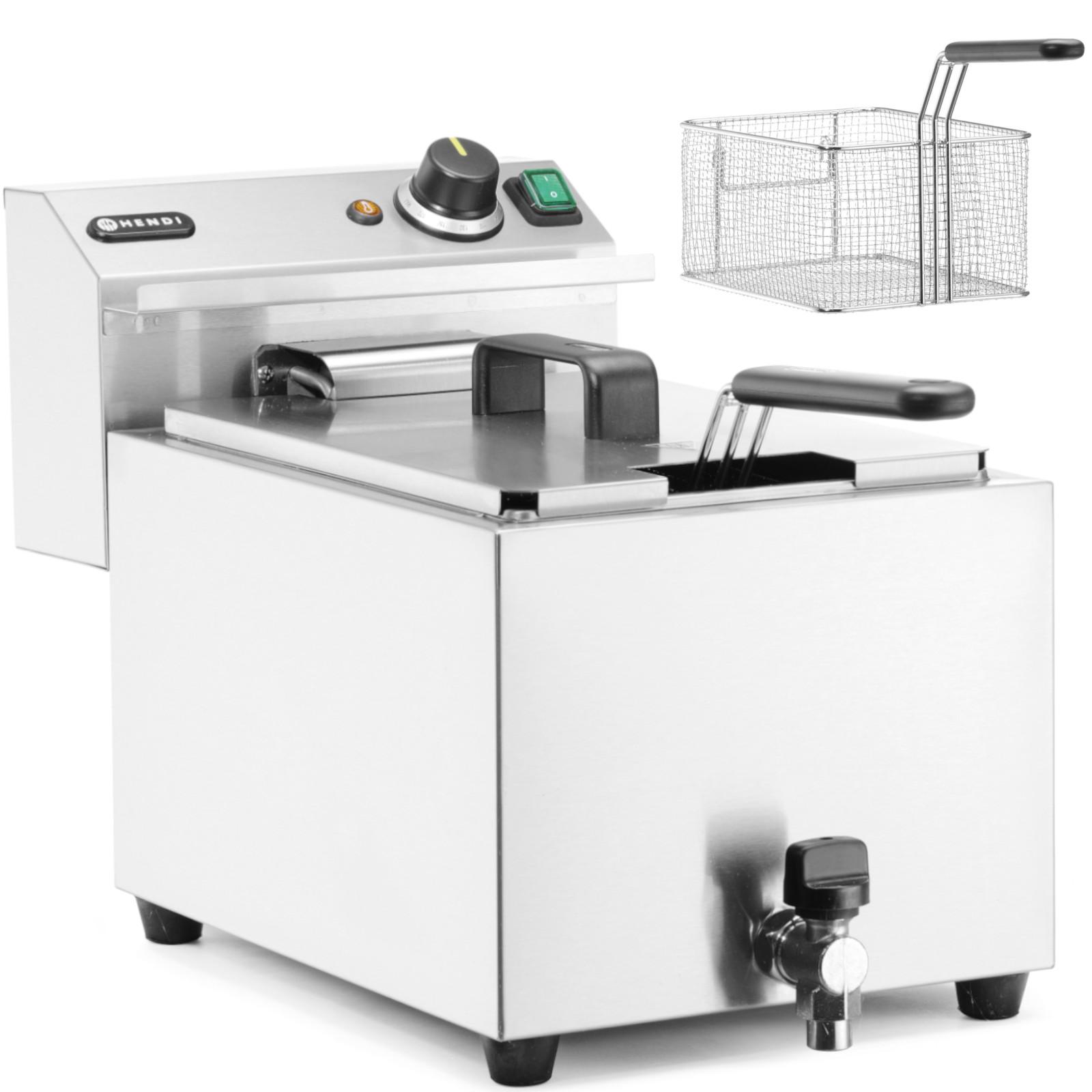 Verstellbare elektrische Fritteuse mit Ablasshahn 400 V 66000 W 10 l Hendi 209424