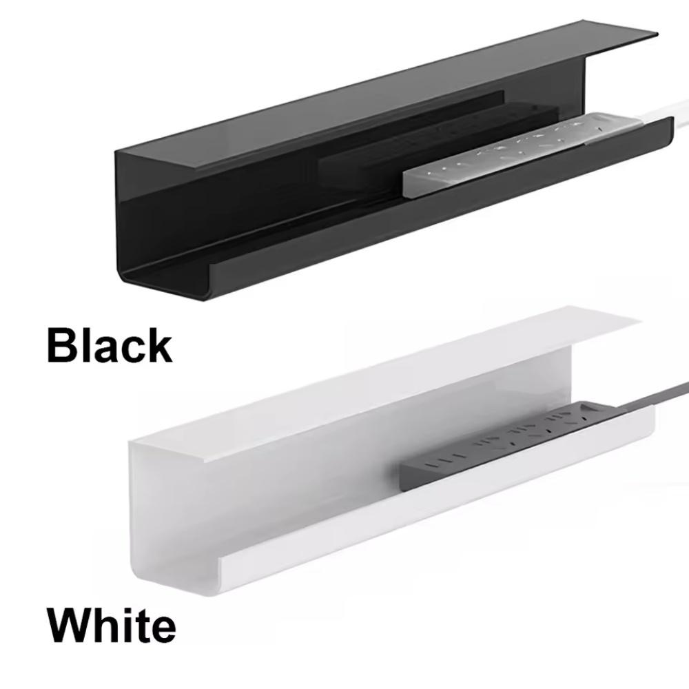 1pc Wide Under Desk Cable Raceway Cable Management Tray Metal Cord Organizer for Office & Home Use Power Strip Holder Included