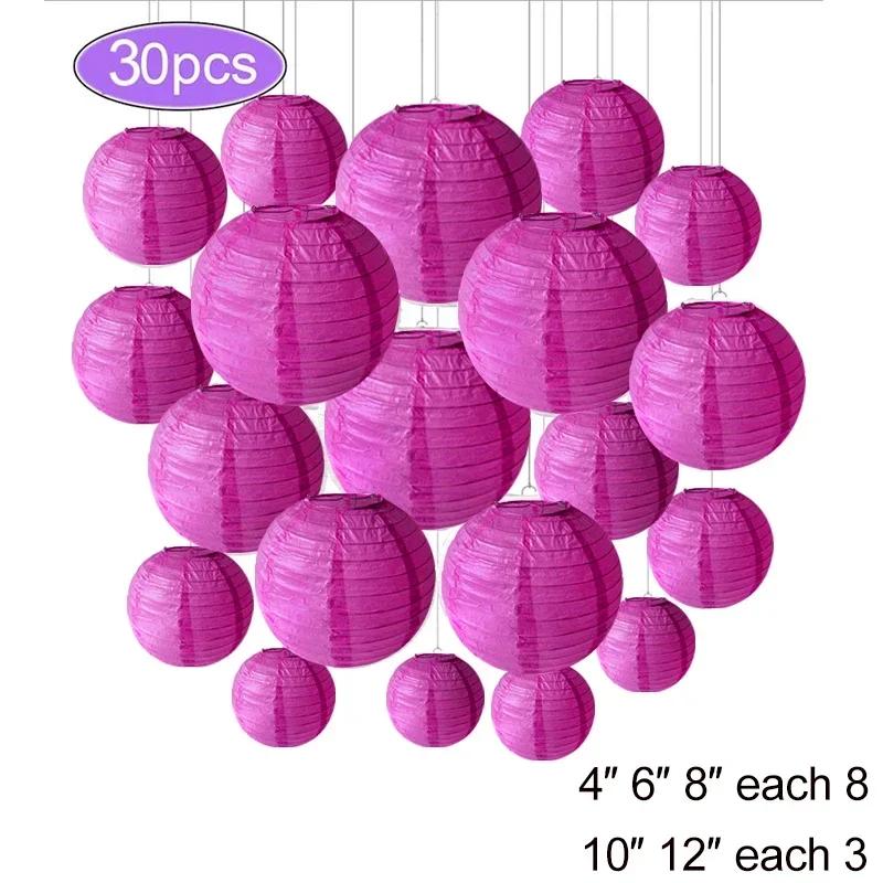 30Pcs Round Paper Lantern Wedding Decor Flowers Ball Lampion DIY Hanging Pompom Crafts Home Christmas Birthday Party Supplies