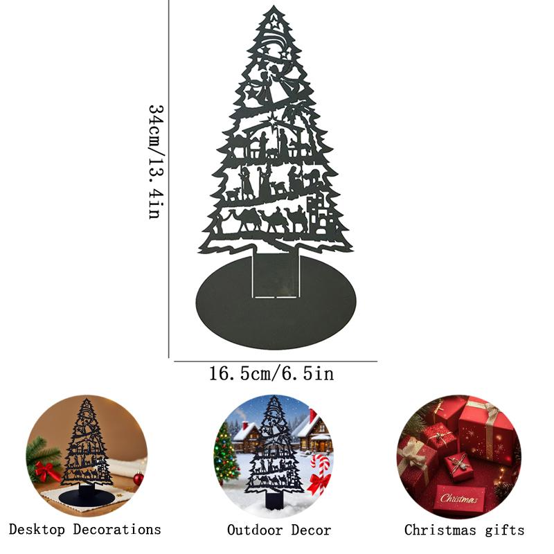 1Pc Iron Art Hollow Christmas Tree Ornament, Christmas Scene Decoration, Desktop Decoration, Christmas Tree Desktop Decoration Ornament, D