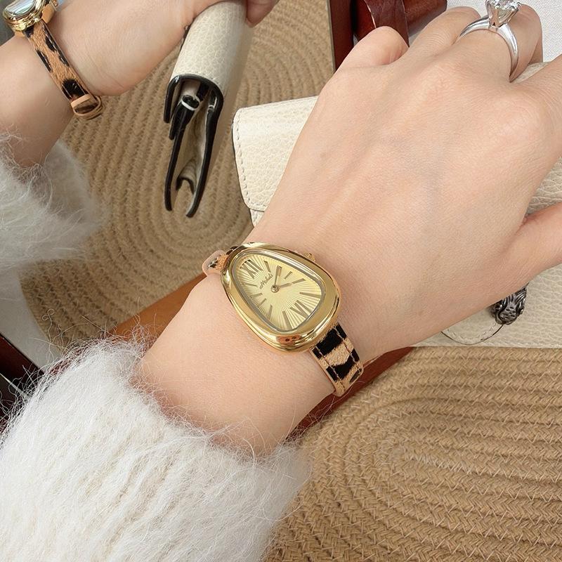 Neue Leder Leopardendruck Vintage Luxus Damen Quarz Uhr, High-End Damen Armbanduhr, Zeitmesser und Zubehör.