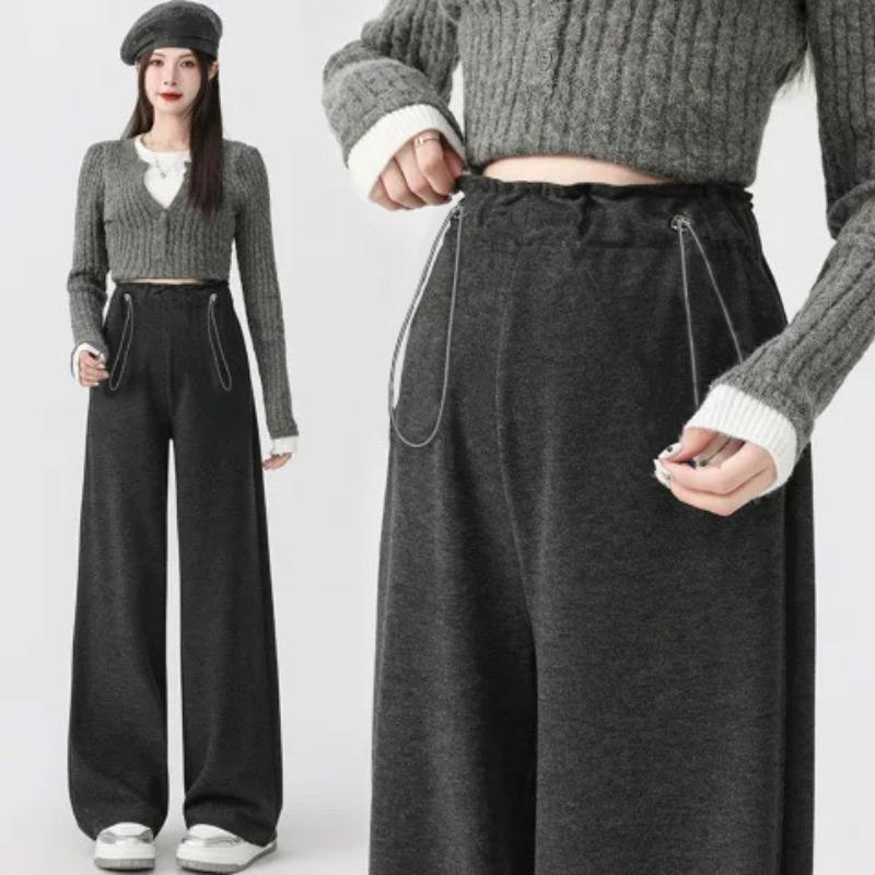 Pregnant women's glutinous rice wide-leg pants spring, autumn and winter fleece thickened outer wear casual support warm long leggings autumn wear