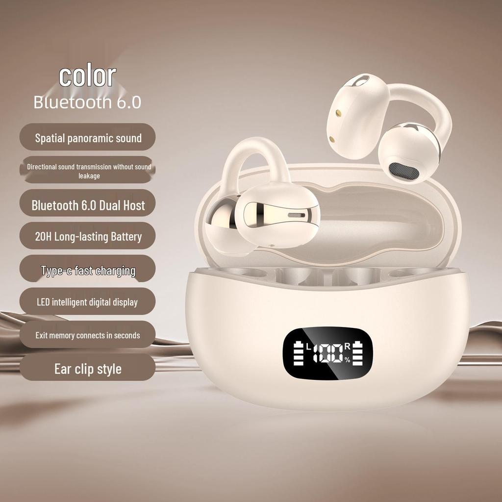 Huaqiangbei 2025 True Wireless Ear Clip Bluetooth Headphones - Ultra-Long Battery Life, Pain-Free Design.