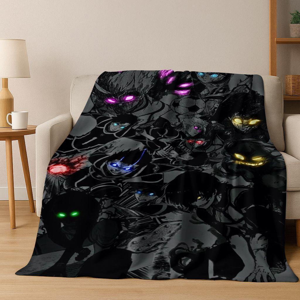 Cartoon BLUE LOCK Football Anime Isagi 3D Flannel Blanket,Warm and Cozy Soft Throw Blanket for Home Bedroom Bed Sofa Cover Kids