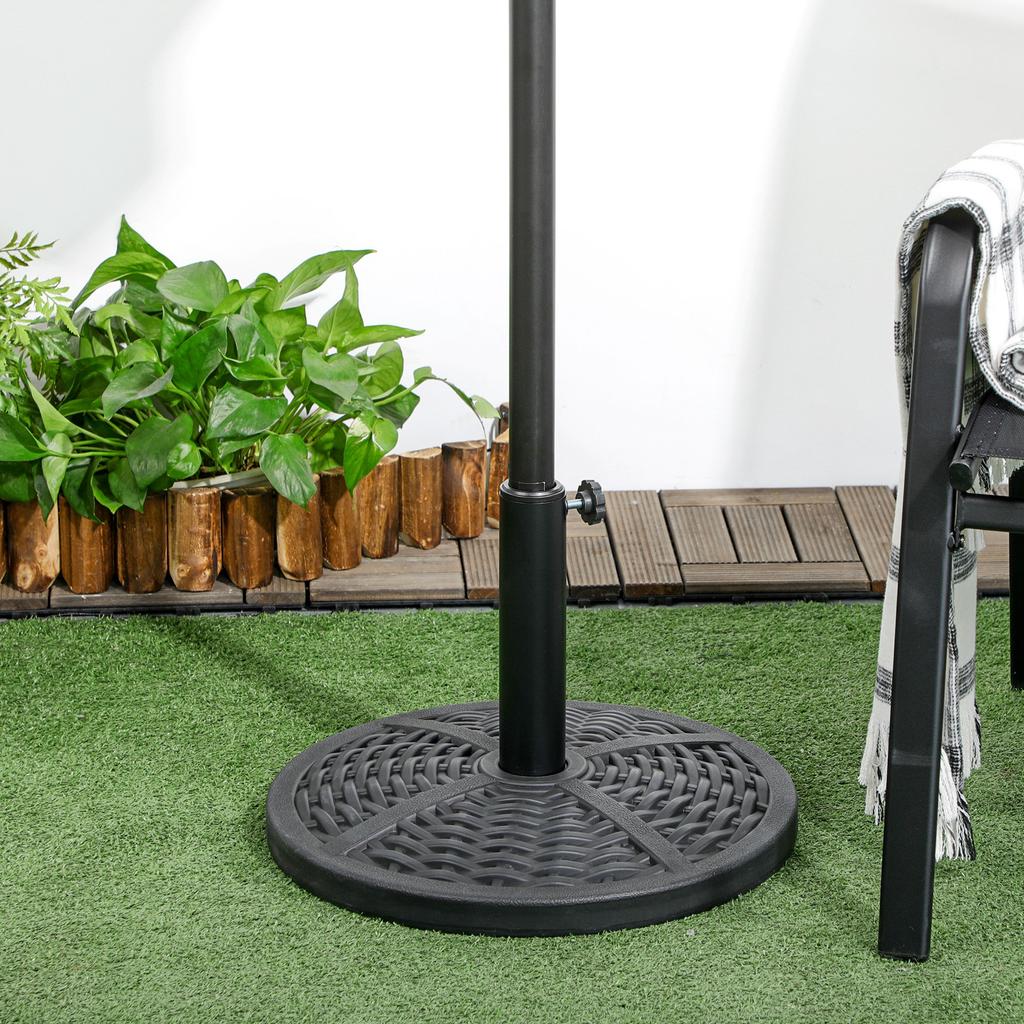 Concrete parasol base, parasol stand with steel tube, round parasol holder, for balcony, terrace, garden, black