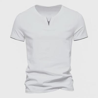 2023 Summer Men's Fake Two-Piece V-Neck Short Sleeve Casual T-Shirt