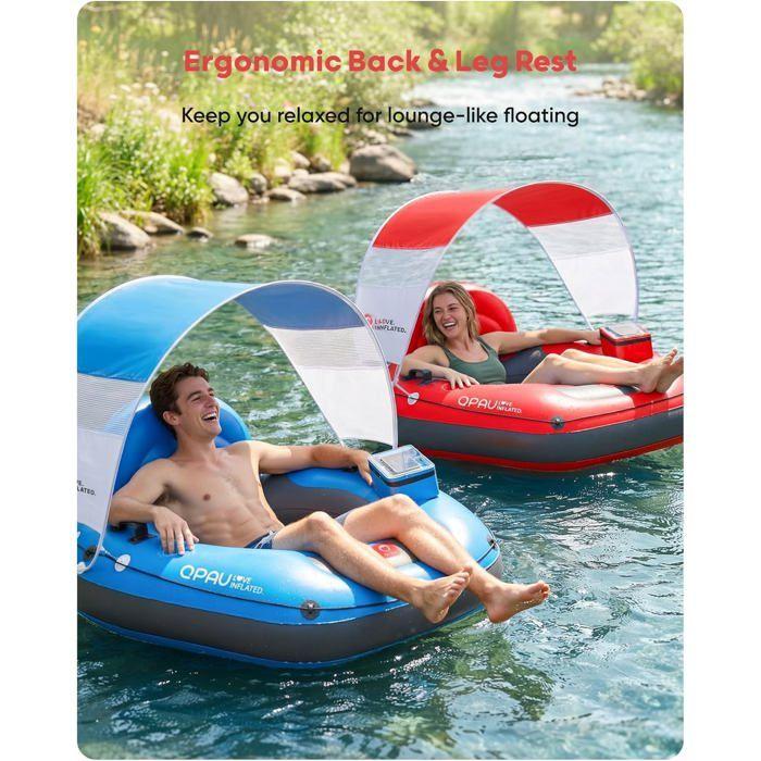 QPAU Tube de Rivière avec Tente Intégrée - Confort et Protection, Bleu Foncé
