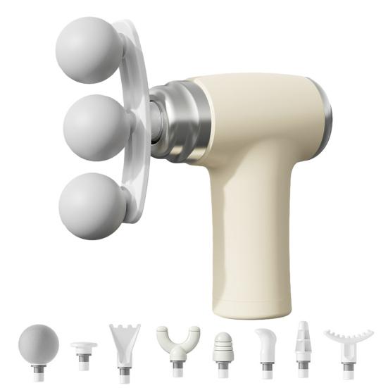 

Fascia Massager with 9 Interchangeable Heads Deep Tissue Massager Low Noise Neck And Shoulder Massager for Pain Relief Office Gym бежевий