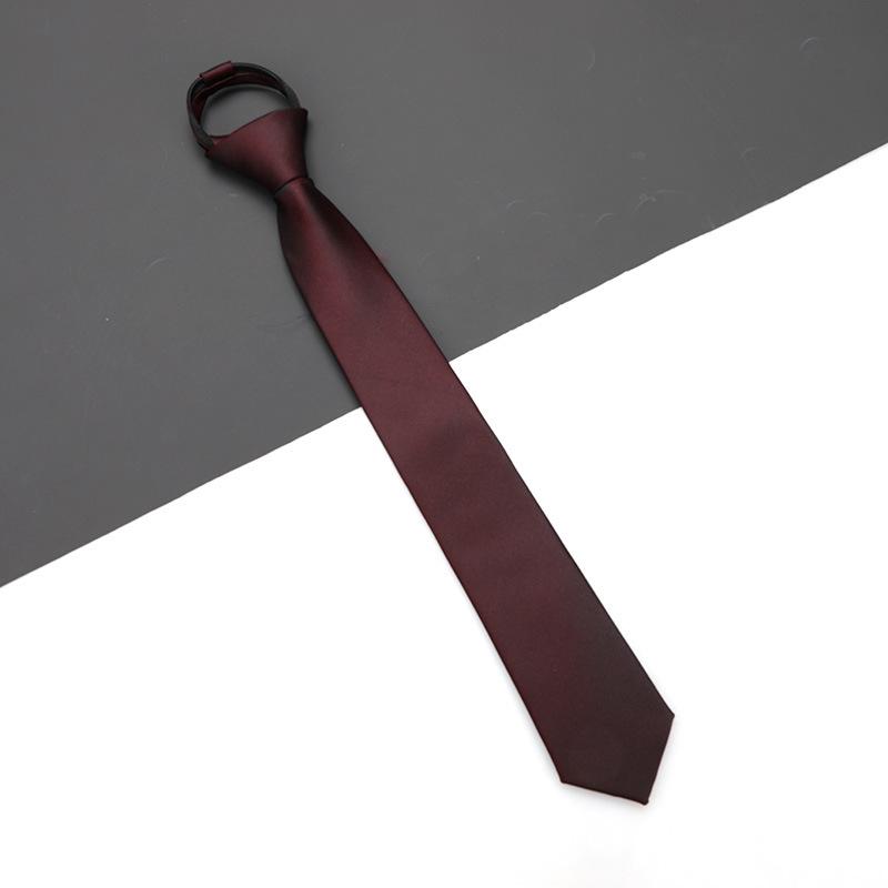 Men'S And Women'S Red Zip-Up Tie Groom Business Dress Wedding Korean Version Lazy No Striped Tie