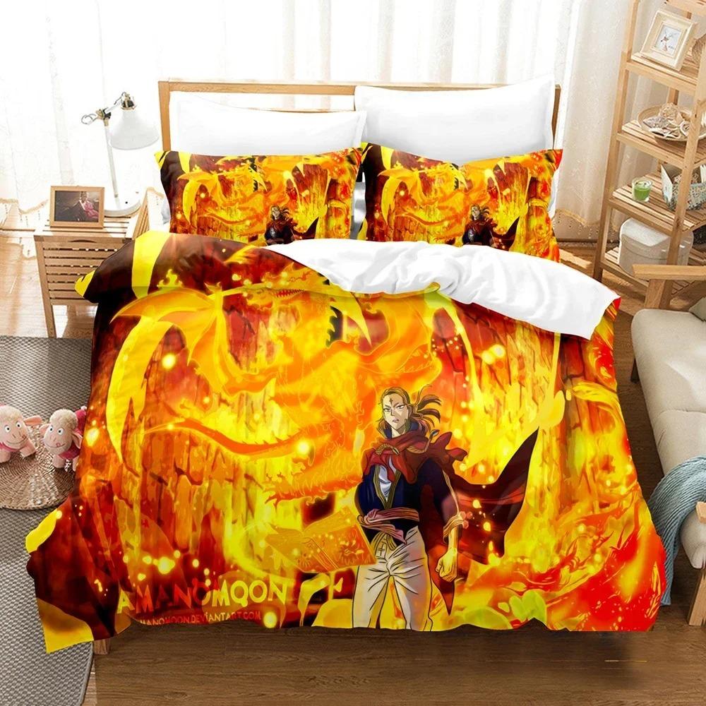 Classic Modern Double Twin Full Queen King Quilt New 3D Printed Black Clover Anime Asta Adult Kids Bedclothes