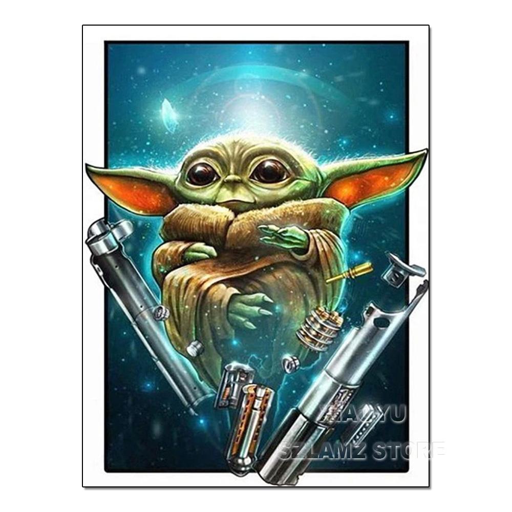 Diamond Painting Yoda Rhinestone Picture Cartoon Full Round Drill Mosaic Embroidery Mandalorian Home Decor Gift
