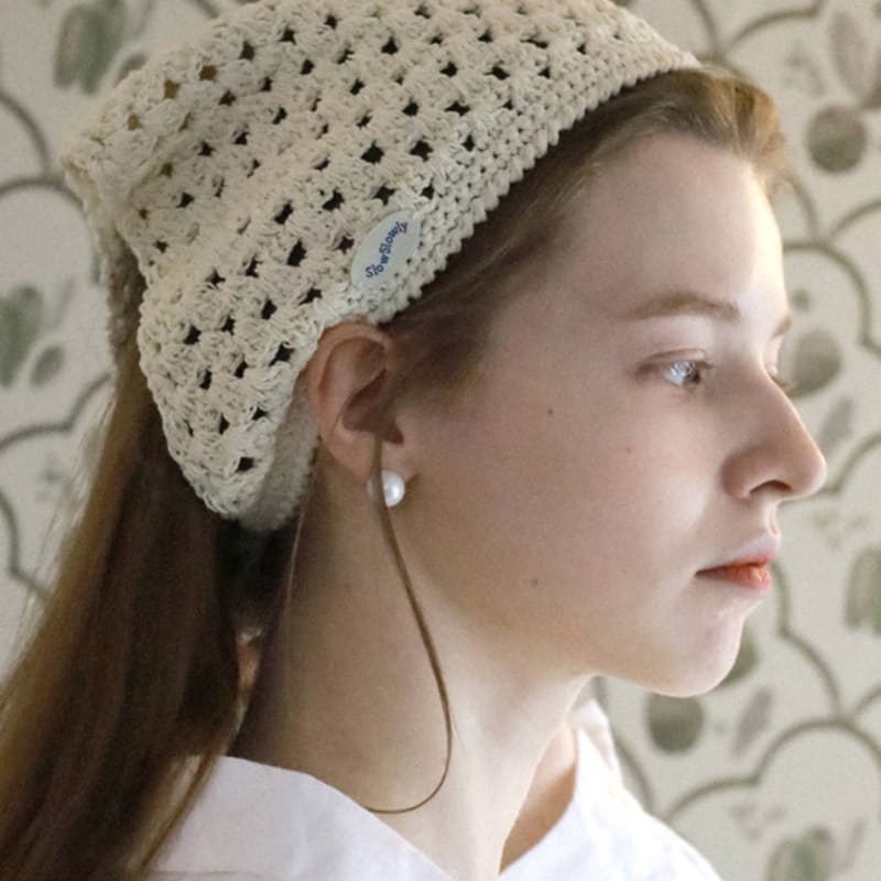 Slowslowly No.51 / Lily Hair Bandana (Lily Crochet Knit Hair Bandana)