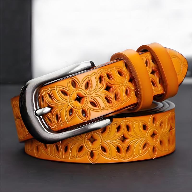 New Fashion Hollow Pattern Belt Ladies Trendy Waistband Genuine Woman Belt Classic Pin Buckle Imitation Leather Strap Skirt