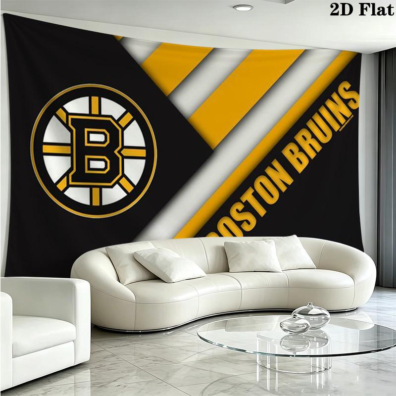 Boston Bruins Logo Wall Tapestry Aesthetic Wall Hanging Printed Fabric Blanket Decorative Tapestries for Bedroom Living Room Home Decor