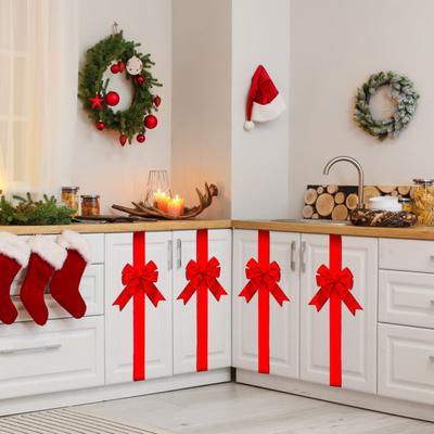 1/2/4/6Pcs Christmas Bows Fastener Tape Large Finished Bows Ribbons Cabinets Decor Holiday Party Xmas Decorations
