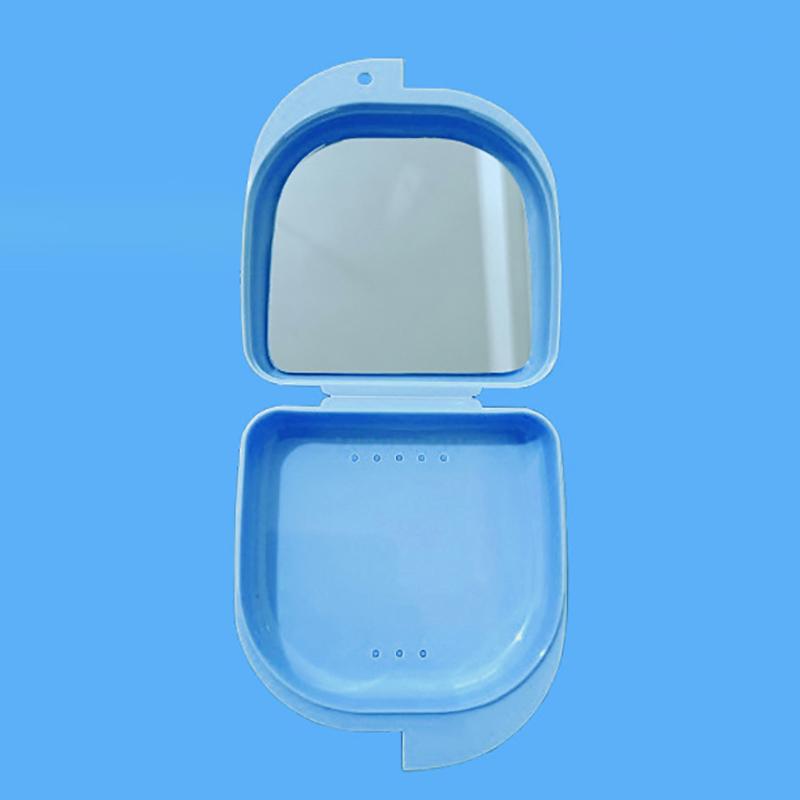 1/5 Pcs Denture Tray Box With Mirror Dental Retainer Box Case Plastic Teeth Container Denture Box False Teeth Protective Case