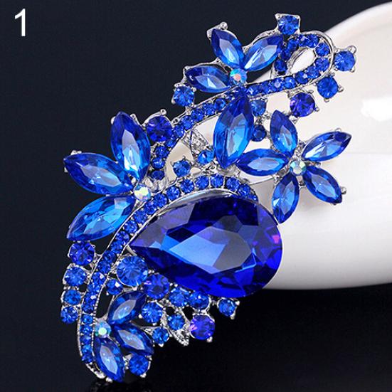 Waterdrop Flower Brooch Pin Rhinestone Crystal Brooches Bouquet Wedding Jewelry