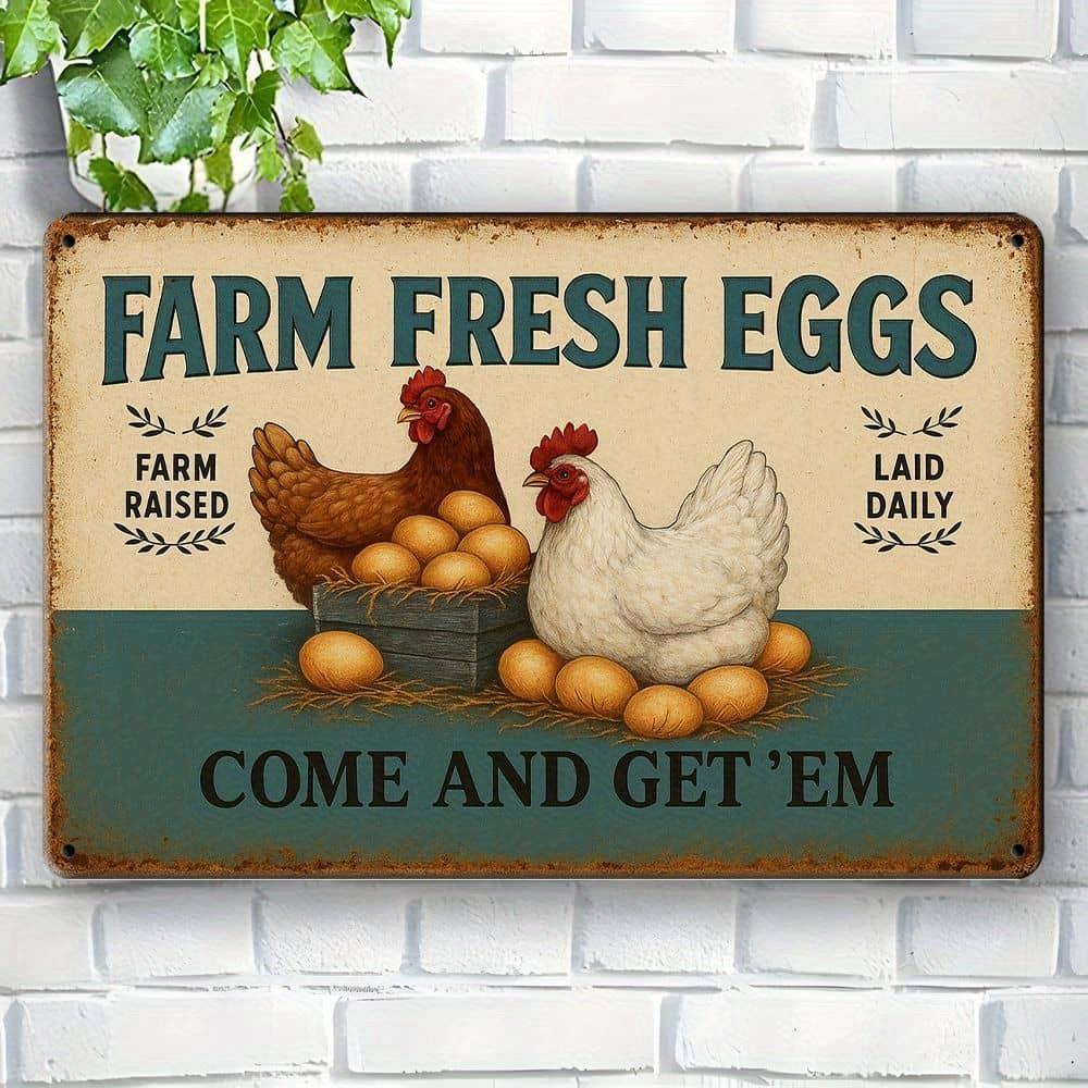 

Логотип «Фермерское свежее яйцо» - Художественный 2D настенный декор для деревенских кухонь и фермерских домов чистый