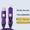 Universal Liquid Silicone 4-in-1 Fast Charging Cable with Digital Display for Phones, Tablets, and Laptops