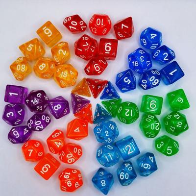 7-Die Transparent Digital Dice Set Acrylic Table Opaque Polyhedral Dices for DND Dice Tabletop Role-Playing Game Dice