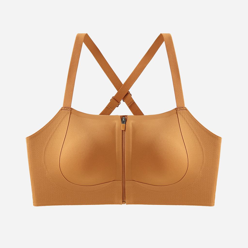 Front zipper seamless, big breasts with small breasts, gathered breasts, anti-hanging, thin shoulder straps, beautiful back bra.