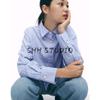 Spring New Women's Clothing Patchwork Button Decoration Stripes Poplin Easiest for Match Long Sleeves Lapel Shirt 2238832
