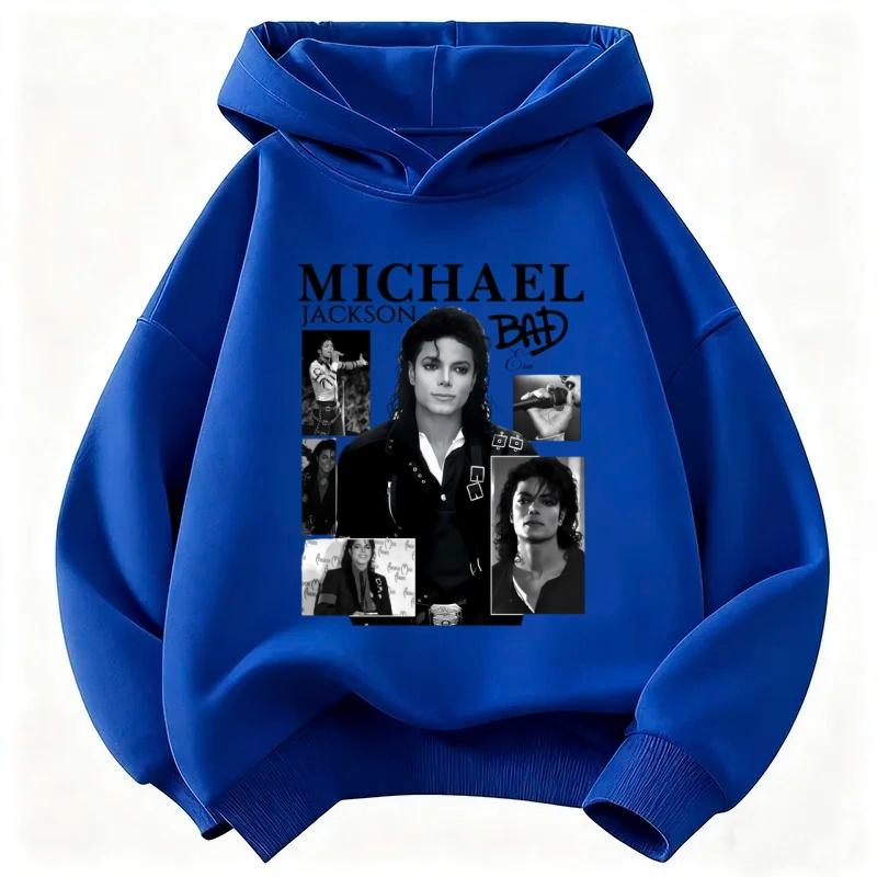 Michael Jackson BAD Album Print Kinder Kapuzenpullover, Unisex, Vintage Hip Hop Pullover mit Kapuze, Lässiges Streetwear Oberteil
