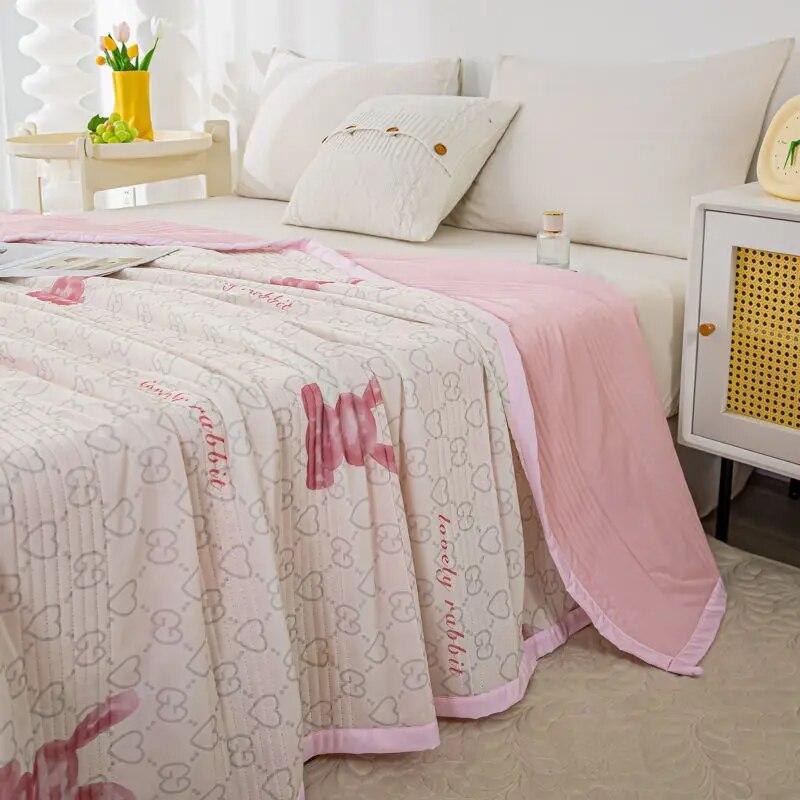 Air Condition Thin Blanket Summer Quilt Cover Cool Summer Cotton Quilt King Size Lace Free Shipping Down Blue Bedding Set Washed