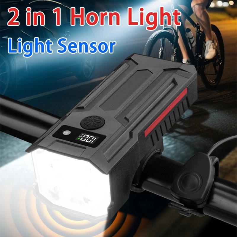 Bike Front Light USB Rechargeable with 120dB Horn Highlight Mtb Road Bicycle Headlight Night Riding Warning Lamp Cycling Light