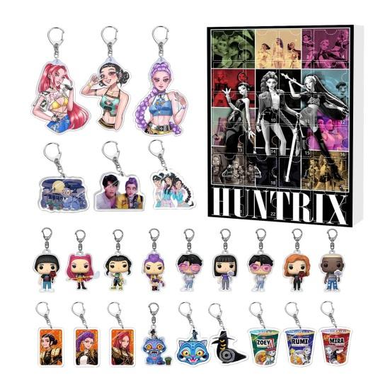 Demon Hunter Advent Calendar Cartoon Anime Figures Keychains Set 24 Days Christmas Countdown Calendar Collection Gift for Fans