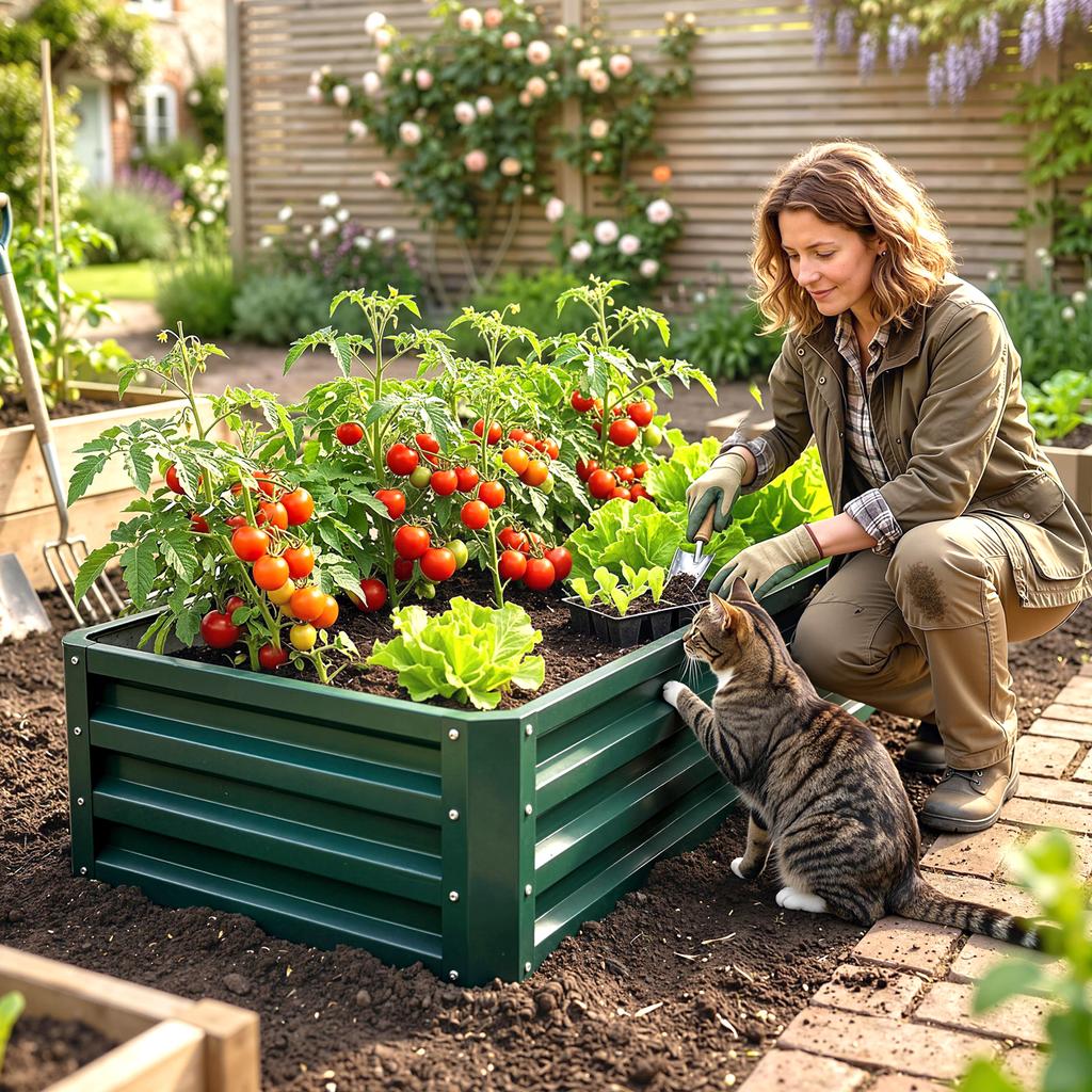 Raised Beds for Garden, Galvanized Outdoor Planters, for Herbs and Vegetables, Use for Patio, Backyard, Balcony, Green