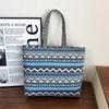 Ethnic Style Canvas Tote Bag With Print Large Capacity For Daily Use