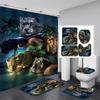 Moon Leopard Cheetah Shower Curtain Sets Bathroom Decor Set Animals Bathroom Shower Curtain And Bathroom Accessories Waterproof