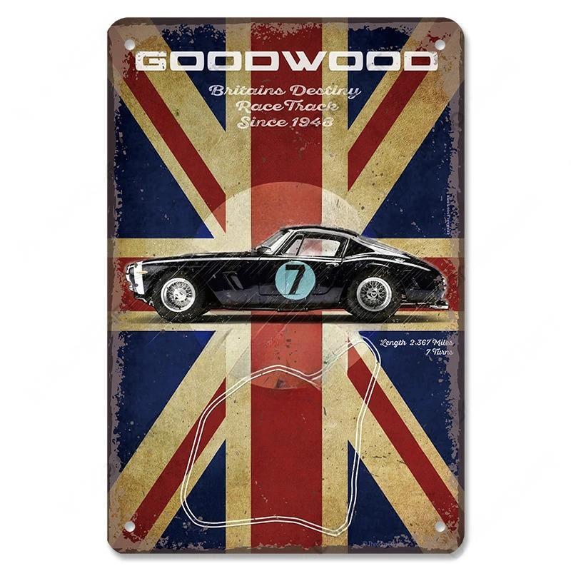 Vintage Metal Tin Signs Racing Car Plaque Decor F1 Racetrack Metal Poster Wall Art for Garage