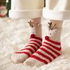 Șosete de Crăciun 3D din Fleece Coral de Desene Animate pentru Adulți și Copii, Jumătate-Catifea cu Design cu Bilă Acrilică