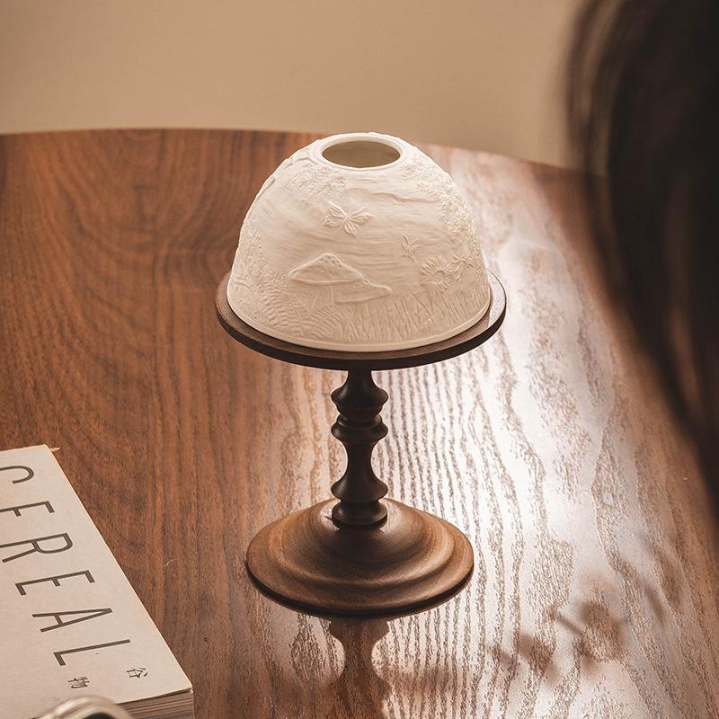 Rustic Solid Wood Candlestick Holder Vintage Table Candle Stand for Bedroom Living Room Wedding Decor