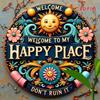 Vintage Welcome Sign Round Iron Wall Art for Patio Garage Door Decoration Halloween Home Decor