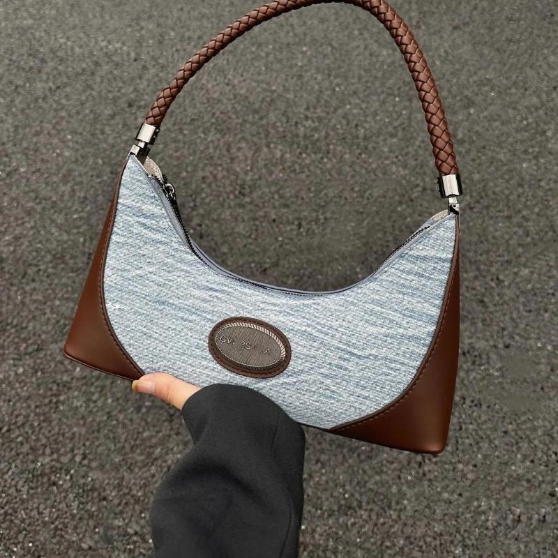 Compact Versatile High-end Armpit Bag for Women Retro Fashion Hand-held Bag Versatile Niche Denim Shoulder Bag