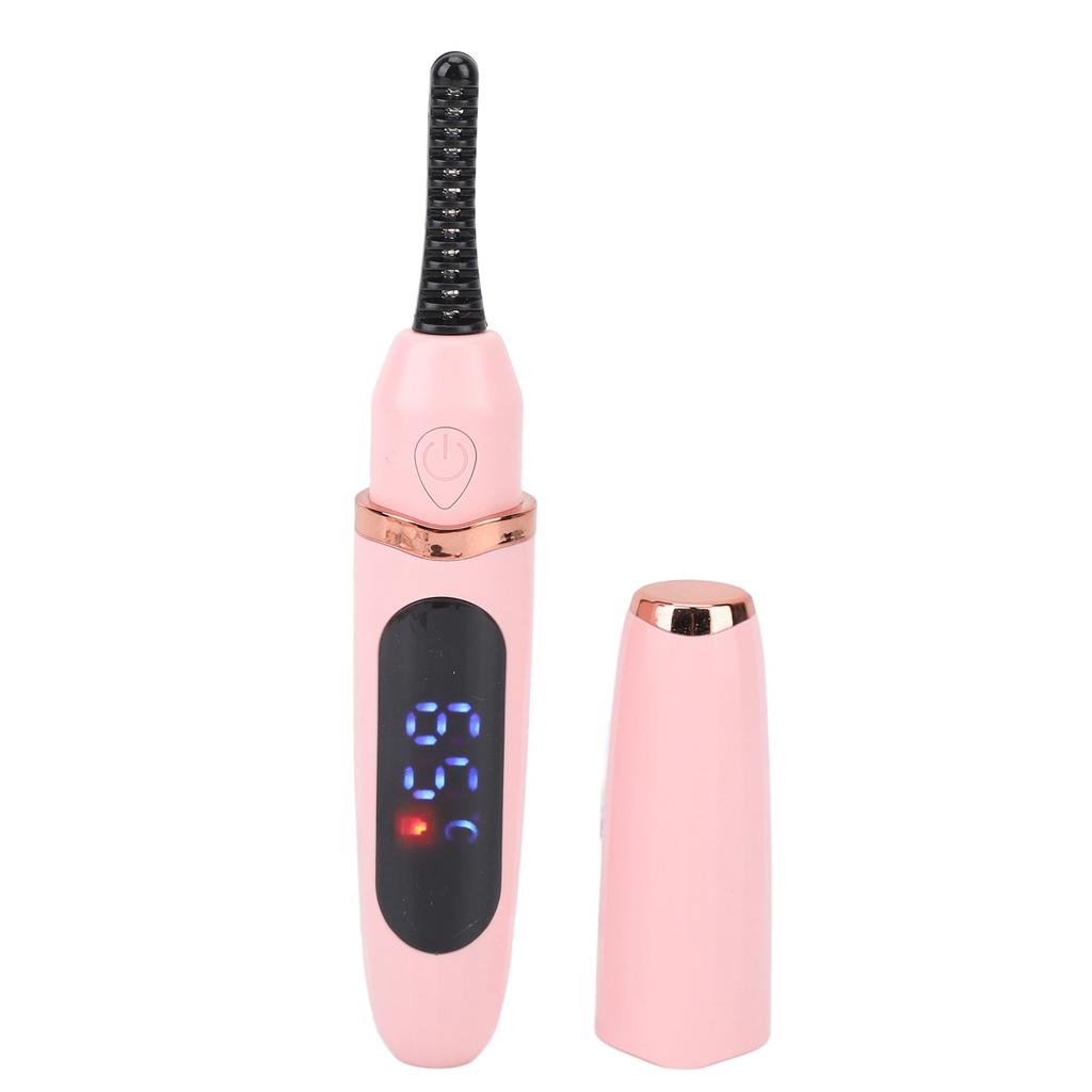 Heated Eyelash Curler Long Lasting Curl Tool USB Rechargeable 3 Temperature Adjustable LED Digital Display for Women