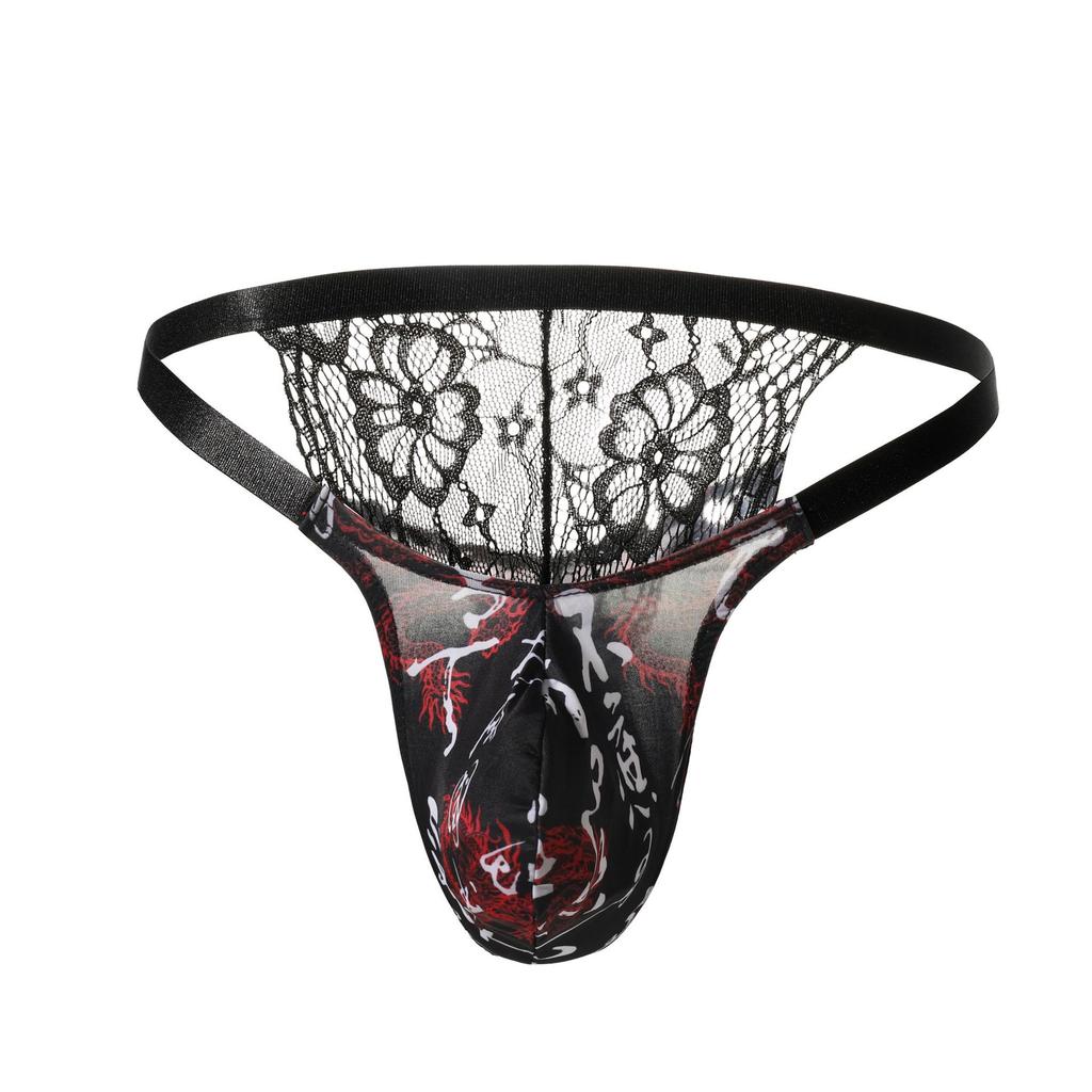 Dámské krajkové tanga Sexy svůdné průhledné kalhotky Síťované flirtovací pánské kalhotky Krajkové kalhotky