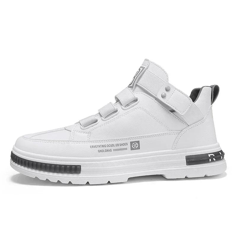 

Мода 2024 года, новые модные кроссовки для мужчин, продукт Tide, удобная повседневная обувь, рабочая обувь с круглым носком и средним верхом, удобные кроссовки для ходьбы 44 белый