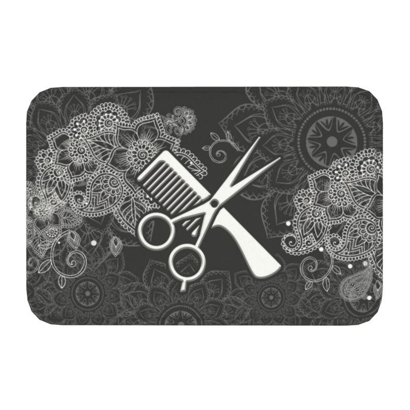 Salon de coiffure Barbier Coiffeur Tapis de sol Porte Cuisine Tapis de bain Antidérapant Ciseaux Peigne Paillasson Tapis d'entrée Tapis Tapis de pied 40cmx60cm
