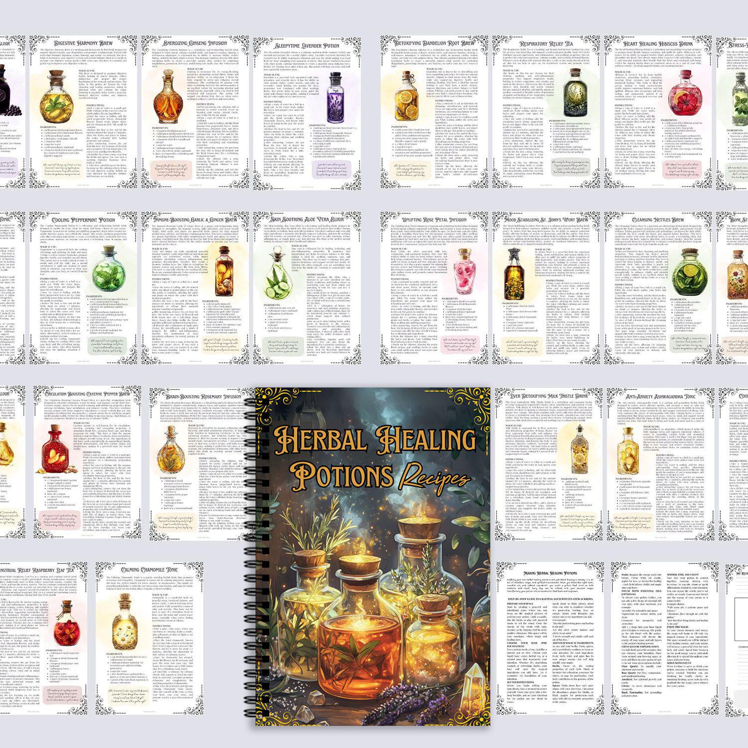 Herbal Healing Potions: A5 Coil-bound Recipe Planner Other