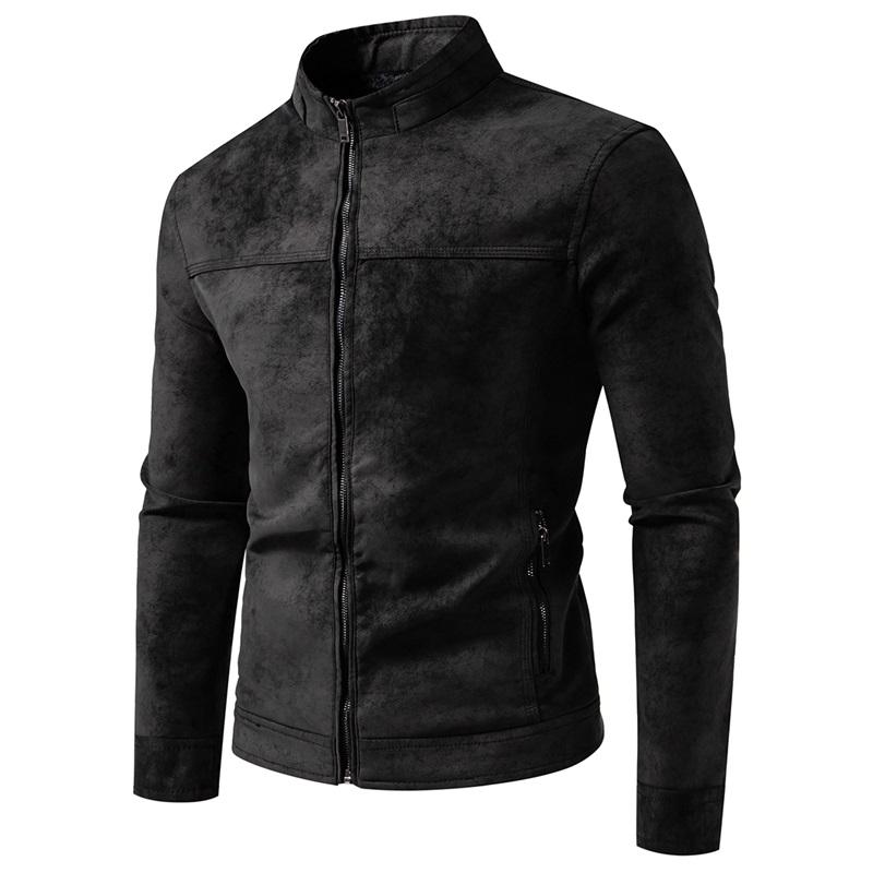 Spring Autumn Retro Leather Jackets Casual Men's Wear Tie Dyed Washed Matte Process Casual Outerwear Fashion Motorcycle Leather