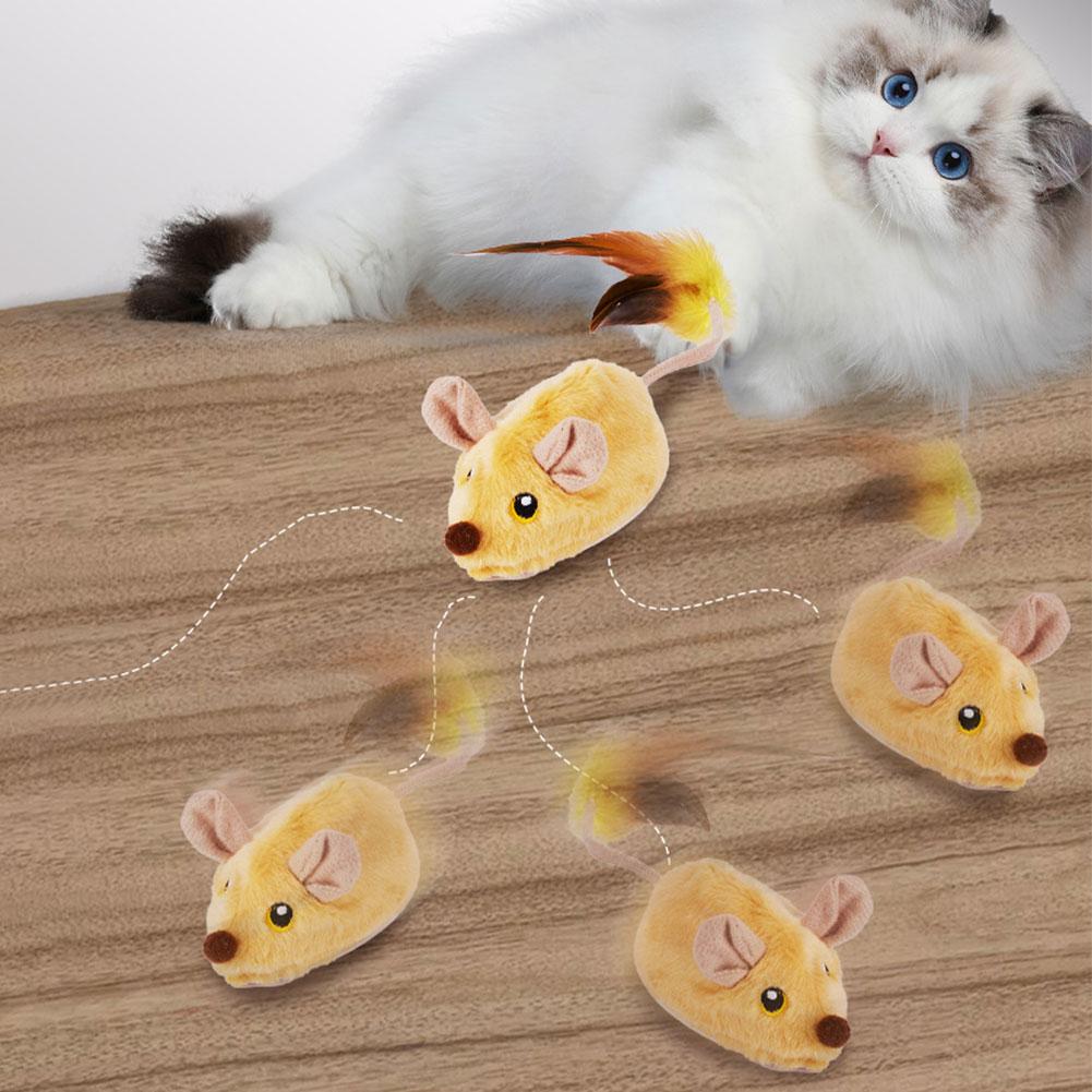 Mouse Moving Cat Toys Electronic Squeaky Cat Toys Mice Moving Toy Moving Cat Mouse Toy for Kitten Indoor/Outdoor Exercise