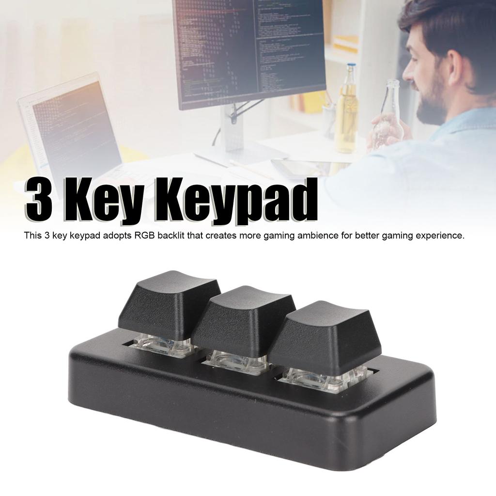 3 Key Keypad RGB Backlit 3 Keys USB Interface   Mechanical Programmable Plug and Play NaMacro Keypad for Computer